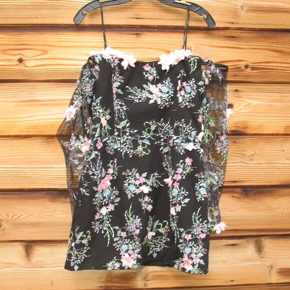 NWT Elliatt Gaia Black Floral Mini Dress Size L - Picture 5 of 15